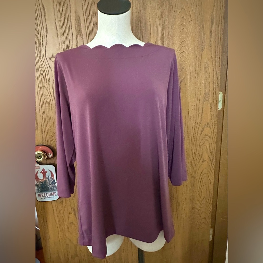 NWT CJ CHRISTOPHER & BANKS scallop neck top size X 14W
